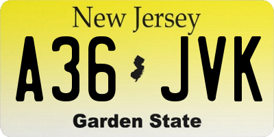 NJ license plate A36JVK