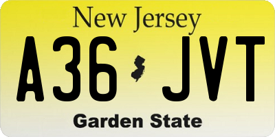 NJ license plate A36JVT