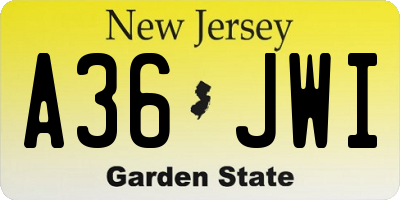 NJ license plate A36JWI