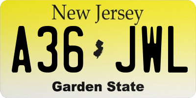 NJ license plate A36JWL