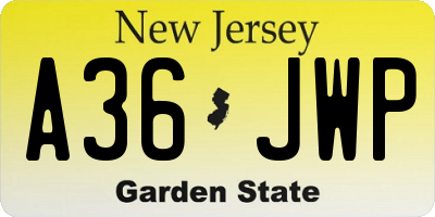 NJ license plate A36JWP