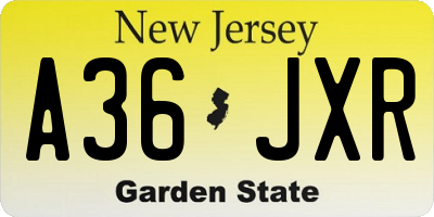 NJ license plate A36JXR