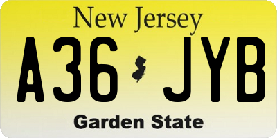 NJ license plate A36JYB