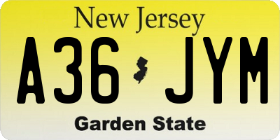 NJ license plate A36JYM