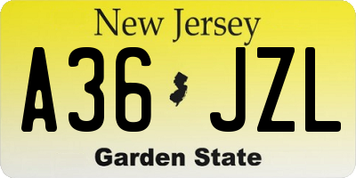NJ license plate A36JZL