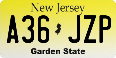 NJ license plate A36JZP