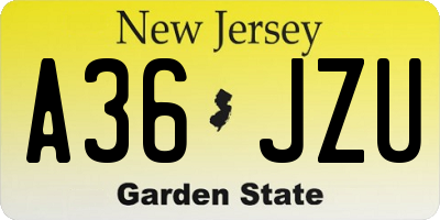 NJ license plate A36JZU