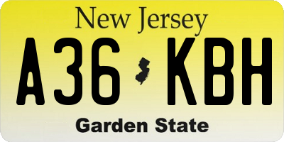 NJ license plate A36KBH