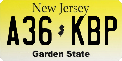 NJ license plate A36KBP