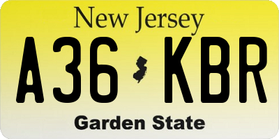 NJ license plate A36KBR