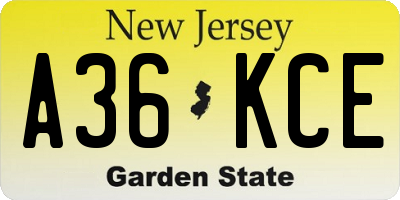 NJ license plate A36KCE