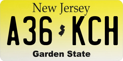 NJ license plate A36KCH