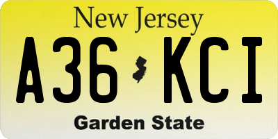 NJ license plate A36KCI