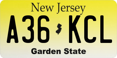 NJ license plate A36KCL
