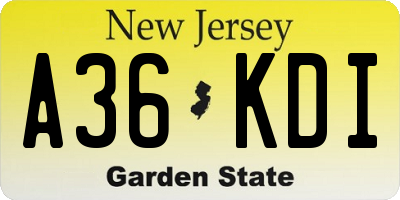 NJ license plate A36KDI