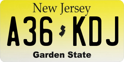 NJ license plate A36KDJ