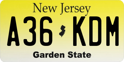 NJ license plate A36KDM