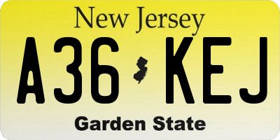 NJ license plate A36KEJ
