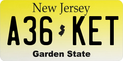 NJ license plate A36KET