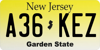 NJ license plate A36KEZ