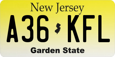 NJ license plate A36KFL