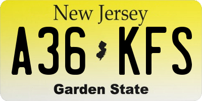 NJ license plate A36KFS