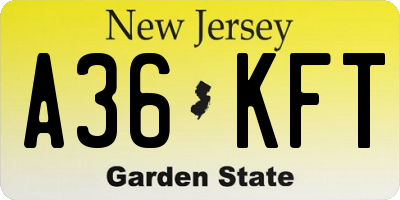 NJ license plate A36KFT