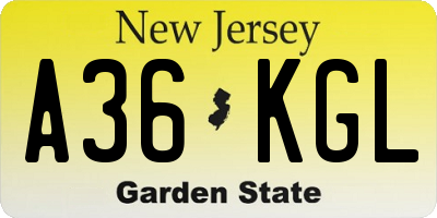 NJ license plate A36KGL