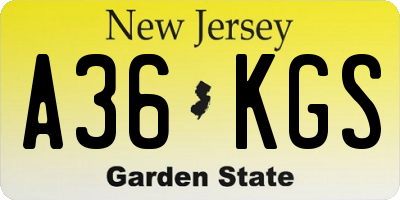 NJ license plate A36KGS