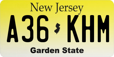 NJ license plate A36KHM