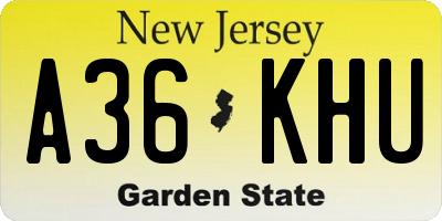 NJ license plate A36KHU