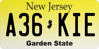 NJ license plate A36KIE
