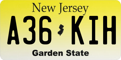 NJ license plate A36KIH