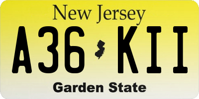NJ license plate A36KII