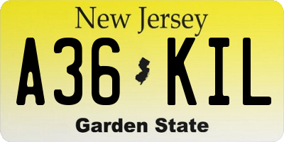 NJ license plate A36KIL