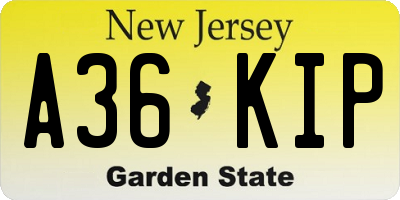 NJ license plate A36KIP