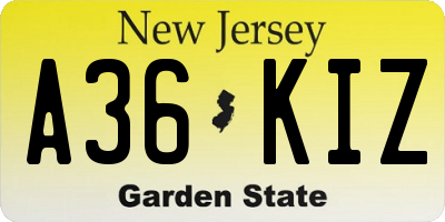 NJ license plate A36KIZ