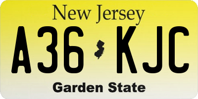 NJ license plate A36KJC