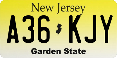 NJ license plate A36KJY