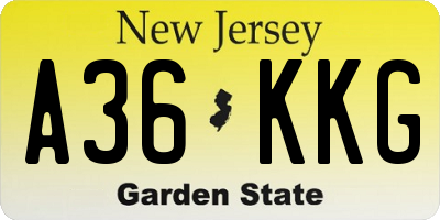 NJ license plate A36KKG