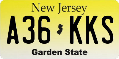 NJ license plate A36KKS