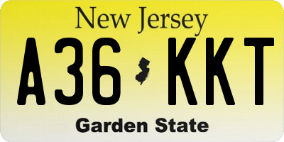 NJ license plate A36KKT
