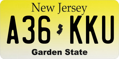 NJ license plate A36KKU