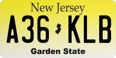 NJ license plate A36KLB