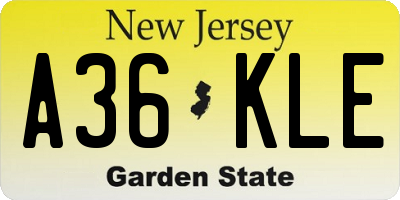 NJ license plate A36KLE