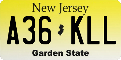 NJ license plate A36KLL