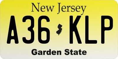 NJ license plate A36KLP