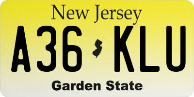 NJ license plate A36KLU