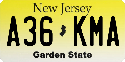 NJ license plate A36KMA