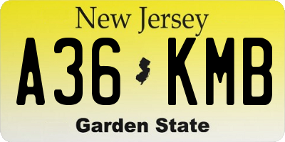NJ license plate A36KMB